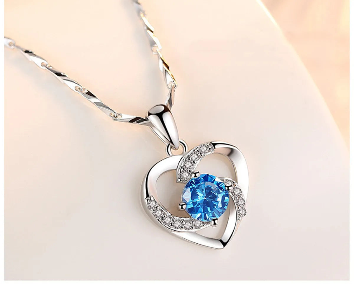 Fashion Heart Shape Copper Rhinestones Pendant Necklace In Bulk