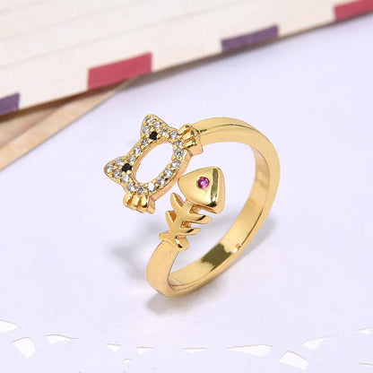 Fashion Heart Shape Copper Inlay Rhinestones Rings 1 Piece