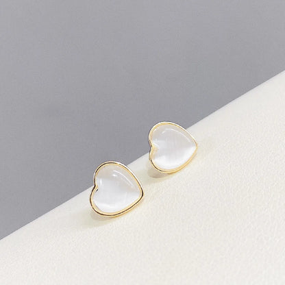 Fashion Heart Shape Copper Inlay Zircon 3 Pairs