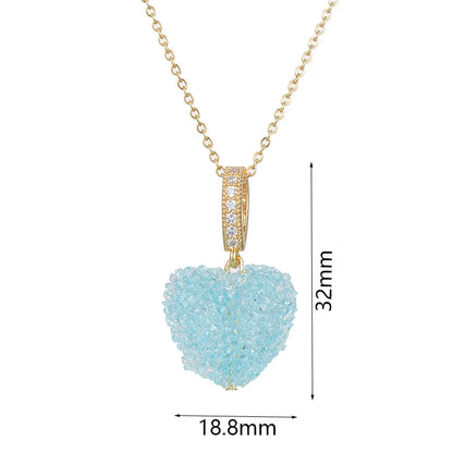 Fashion Heart Shape Copper Inlay Zircon Pendant Necklace 1 Piece