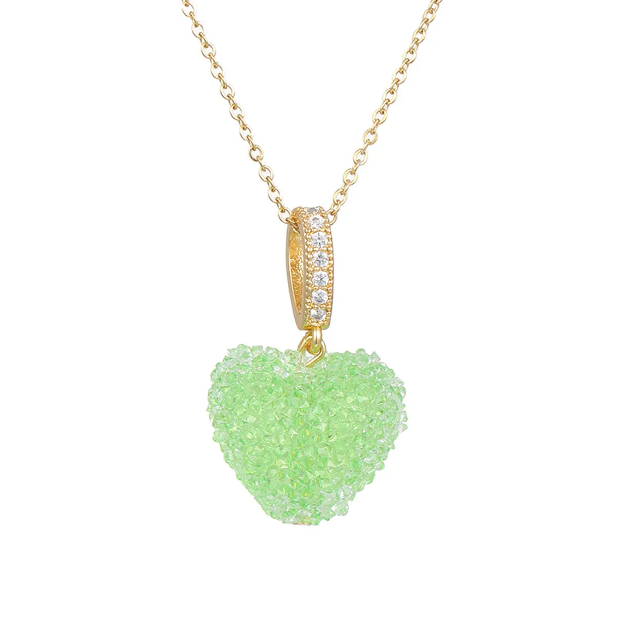 Fashion Heart Shape Copper Inlay Zircon Pendant Necklace 1 Piece