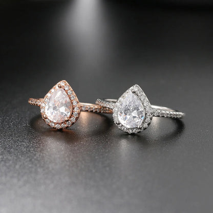 Fashion Heart Shape Copper Inlay Zircon Rings 1 Piece