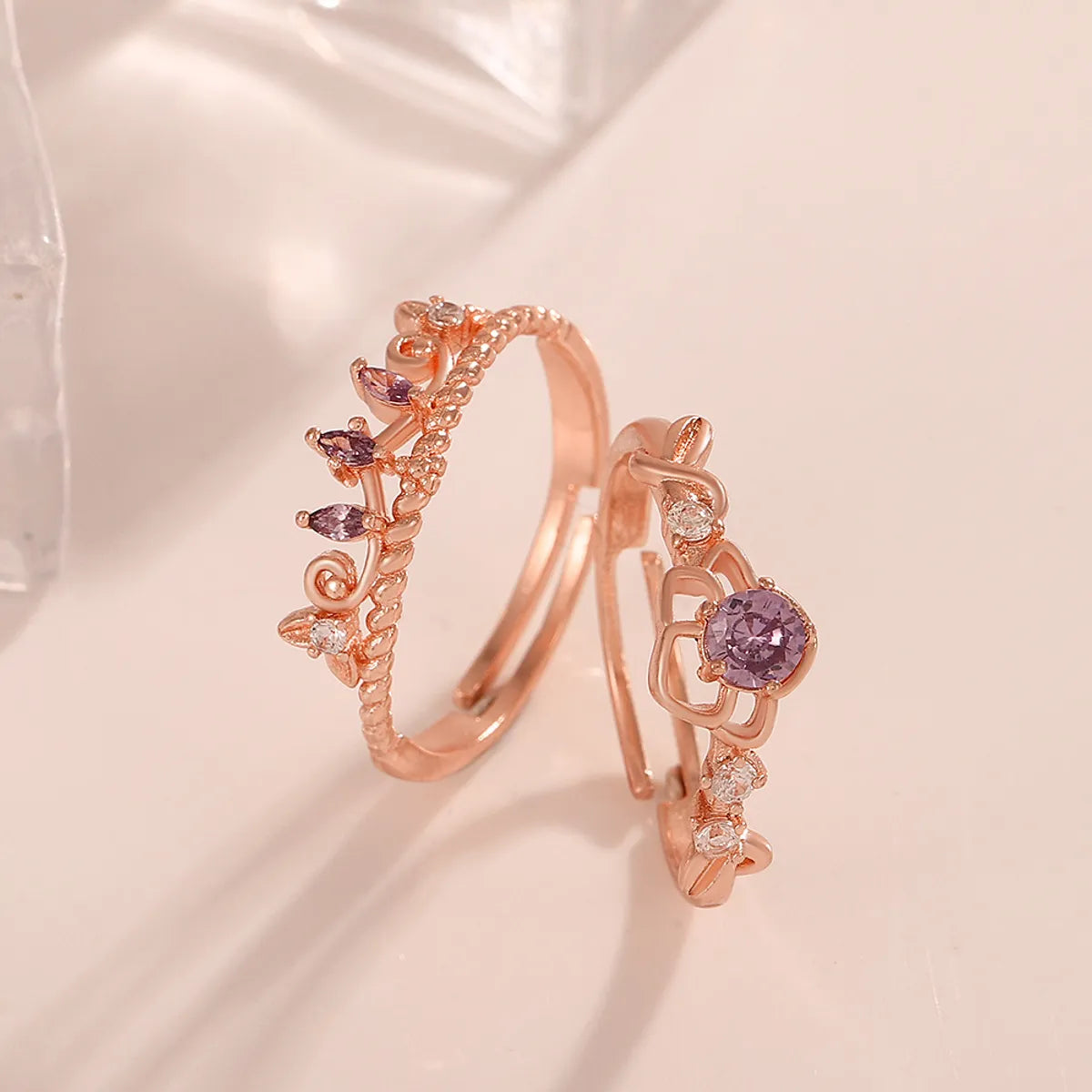 Fashion Heart Shape Copper Inlay Zircon Rings 1 Piece