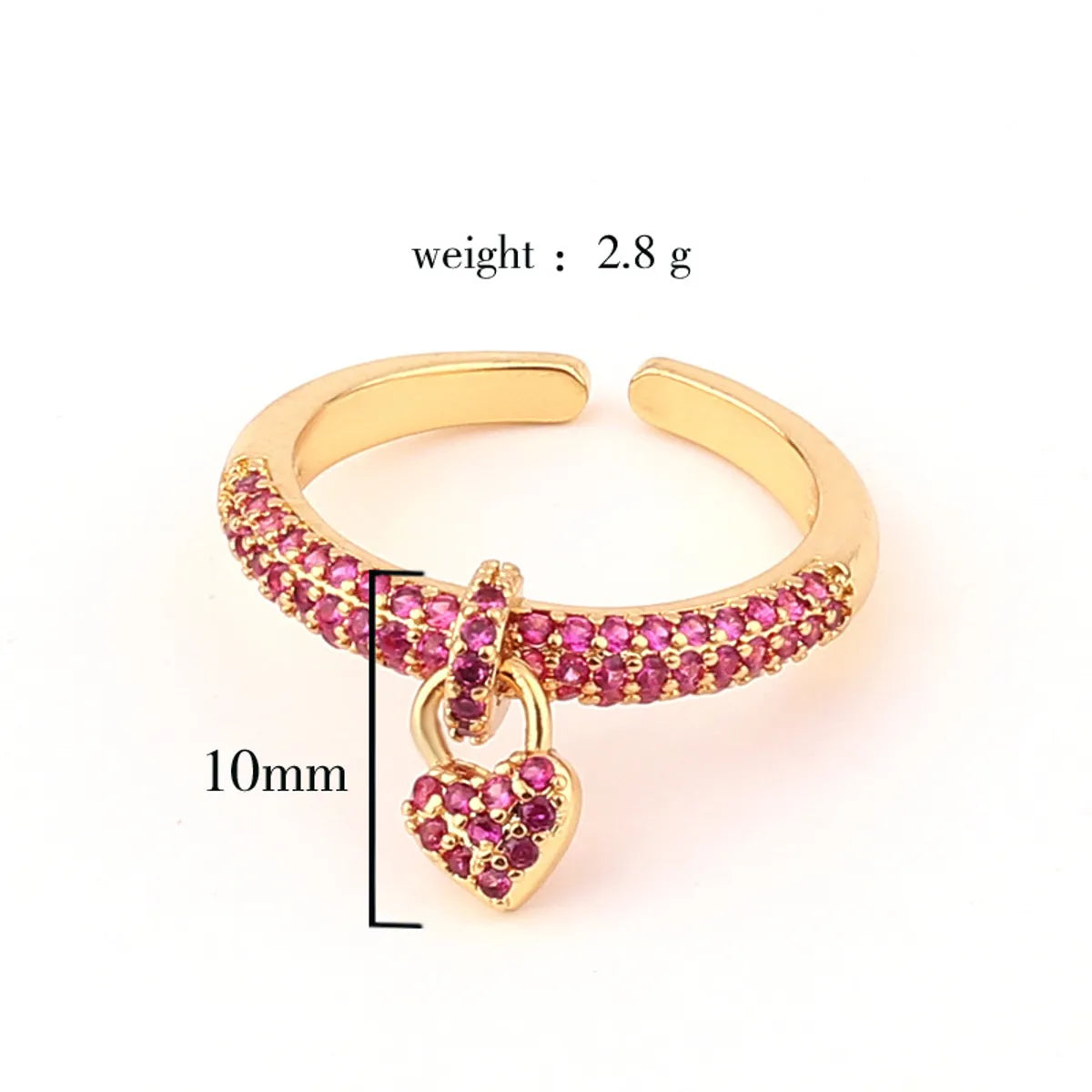 Fashion Heart Shape Copper Open Ring Inlaid Zircon Copper Rings