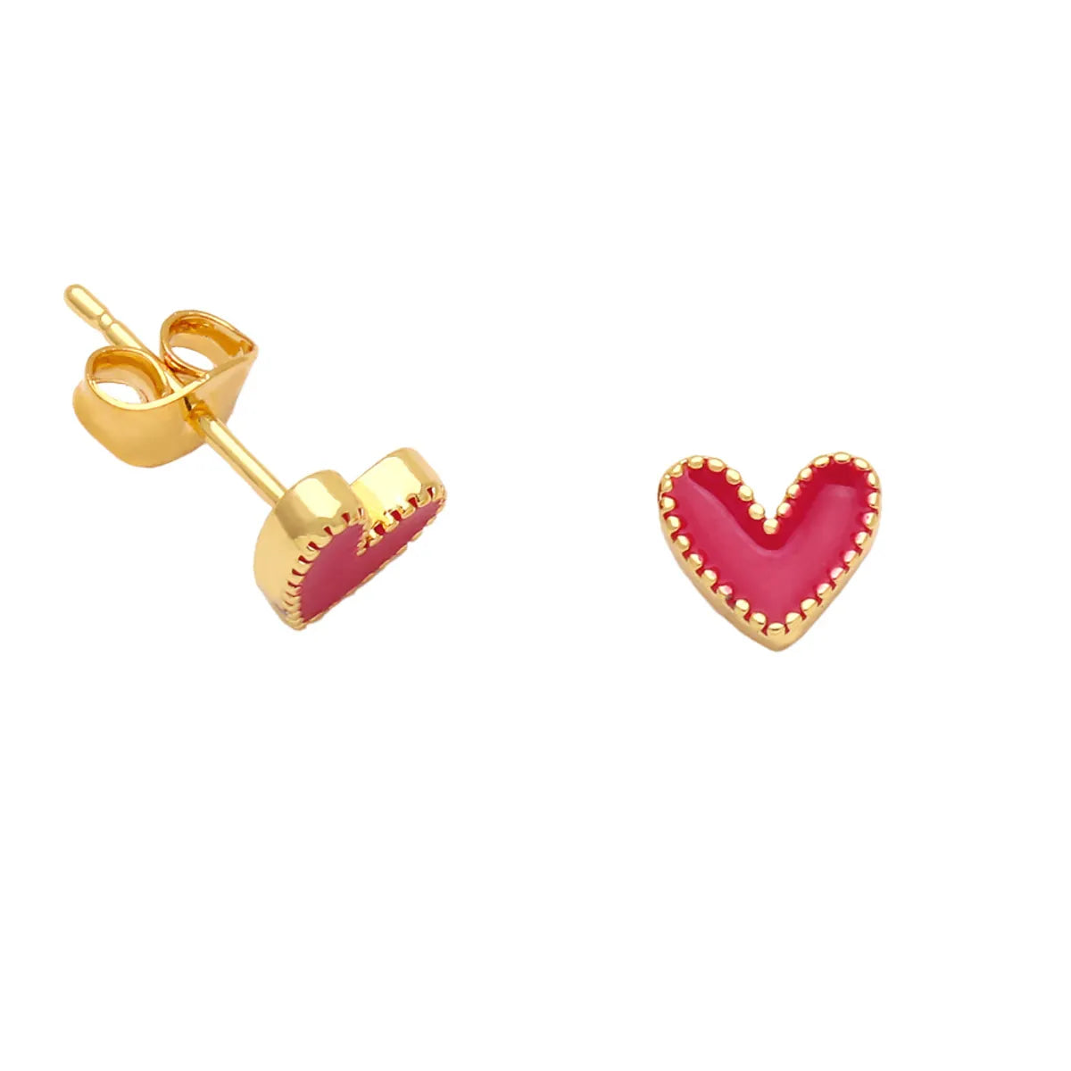 Fashion Heart Shape Copper Plating Ear Studs 1 Pair