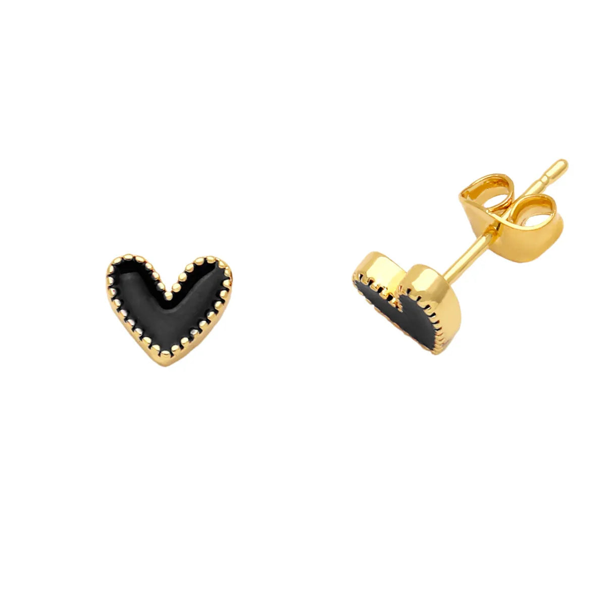 Fashion Heart Shape Copper Plating Ear Studs 1 Pair