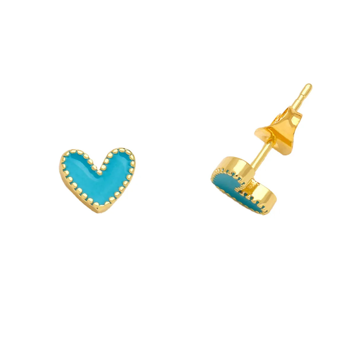 Fashion Heart Shape Copper Plating Ear Studs 1 Pair