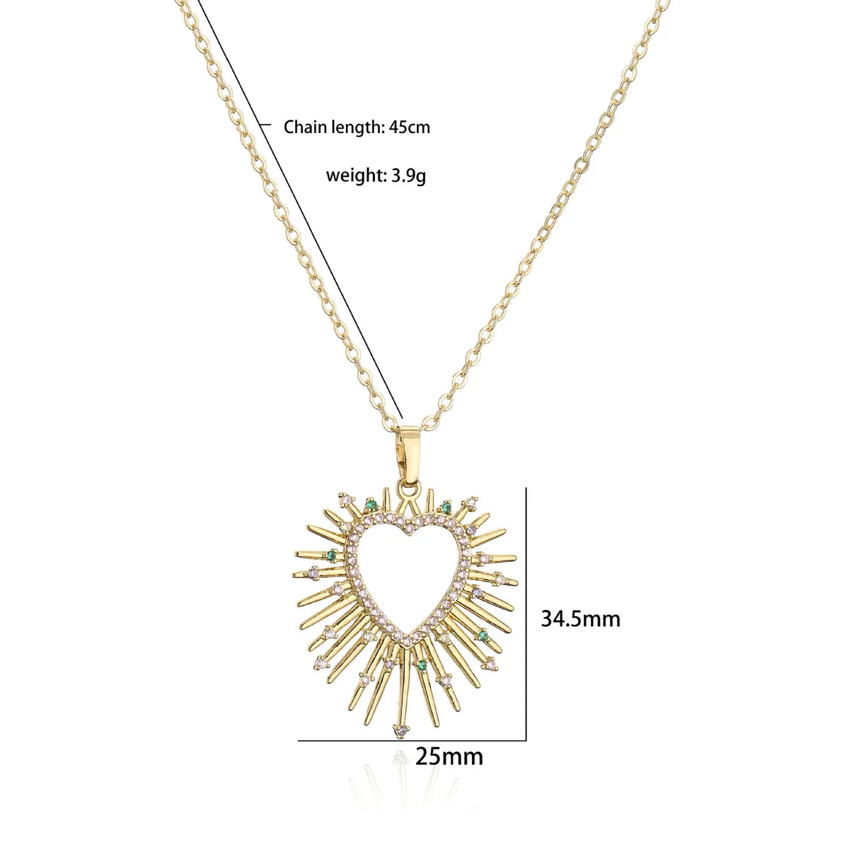 Fashion Heart Shape Copper Plating Inlay Zircon Earrings Necklace