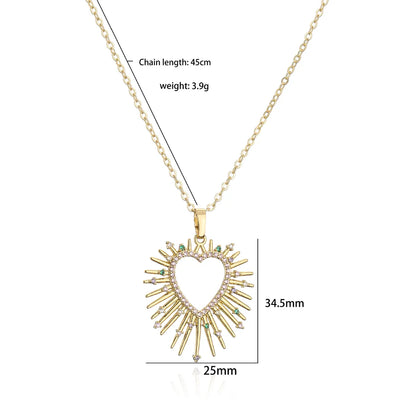 Fashion Heart Shape Copper Plating Inlay Zircon Earrings Necklace