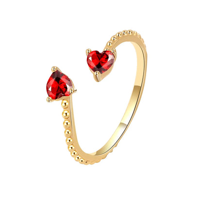 Fashion Heart Shape Copper Plating Inlay Zircon Open Ring 1 Piece