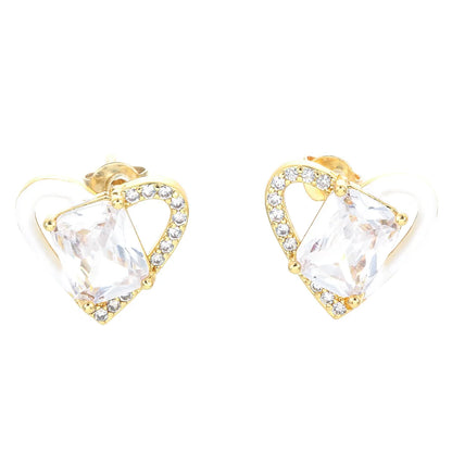 Fashion Heart Shape Copper Plating Zircon Ear Studs 1 Pair