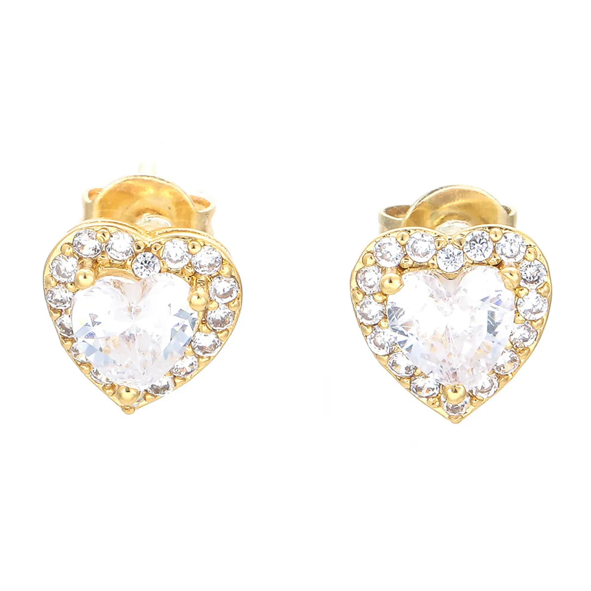 Fashion Heart Shape Copper Plating Zircon Earrings 1 Pair