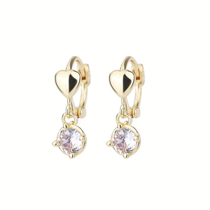 Fashion Heart Shape Copper Plating Zircon Earrings 1 Pair