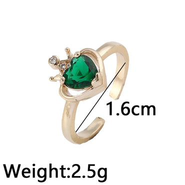 Fashion Heart Shape Copper Plating Zircon Open Ring