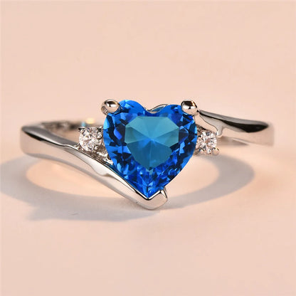 Fashion Heart Shape Copper Plating Zircon Rings 1 Piece