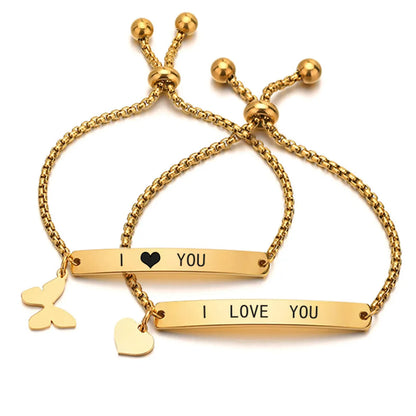 Fashion Heart Shape Crown Butterfly Stainless Steel Plating Id Bracelets 1 Piece