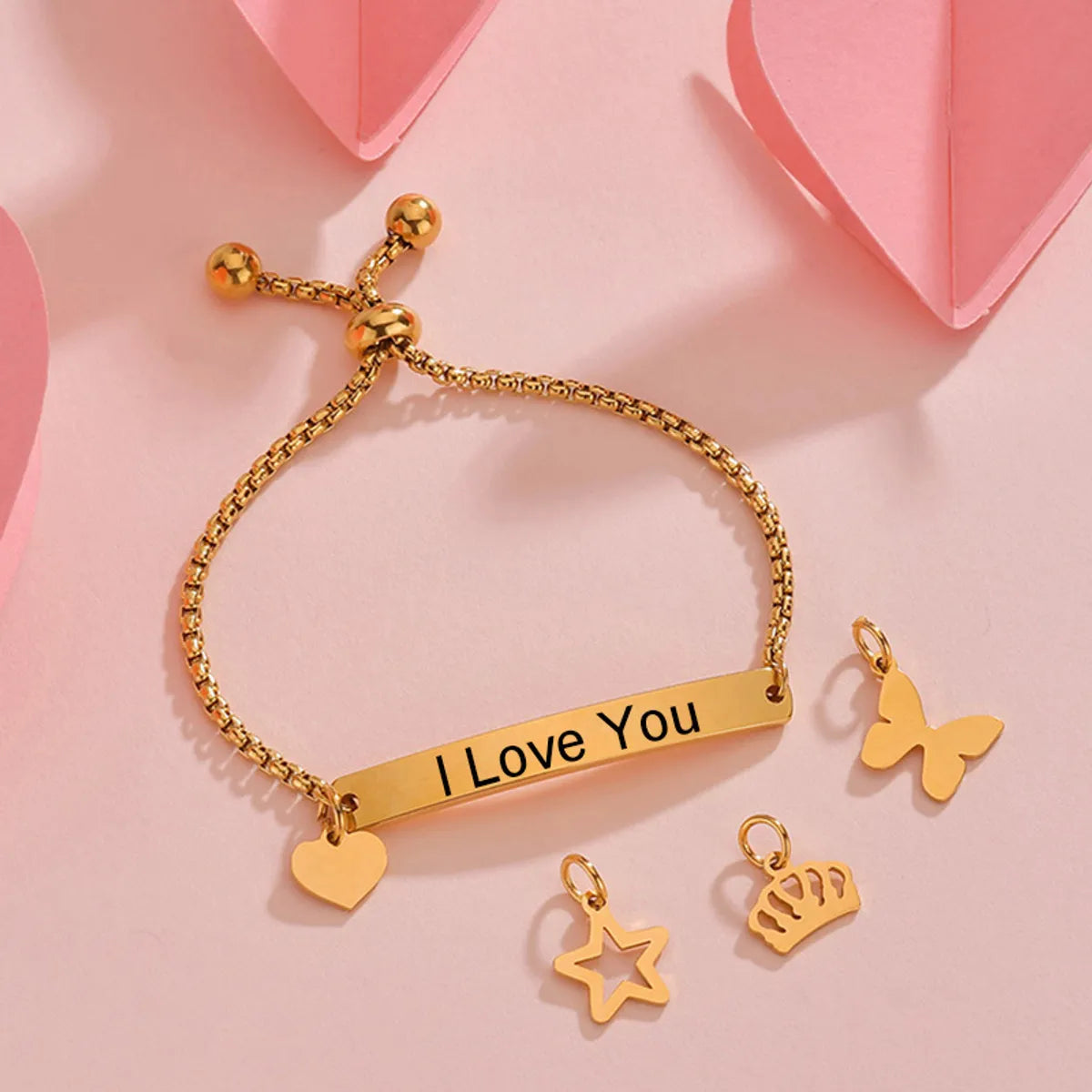 Fashion Heart Shape Crown Butterfly Stainless Steel Plating Id Bracelets 1 Piece