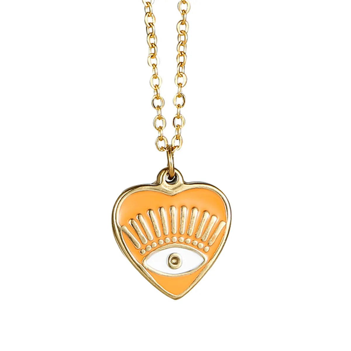 Fashion Heart Shape Eye Stainless Steel Titanium Steel Enamel Plating Pendant Necklace 1 Piece