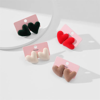 Fashion Heart Shape Flocking Women's Ear Studs 1 Pair