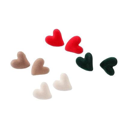 Fashion Heart Shape Flocking Women's Ear Studs 1 Pair