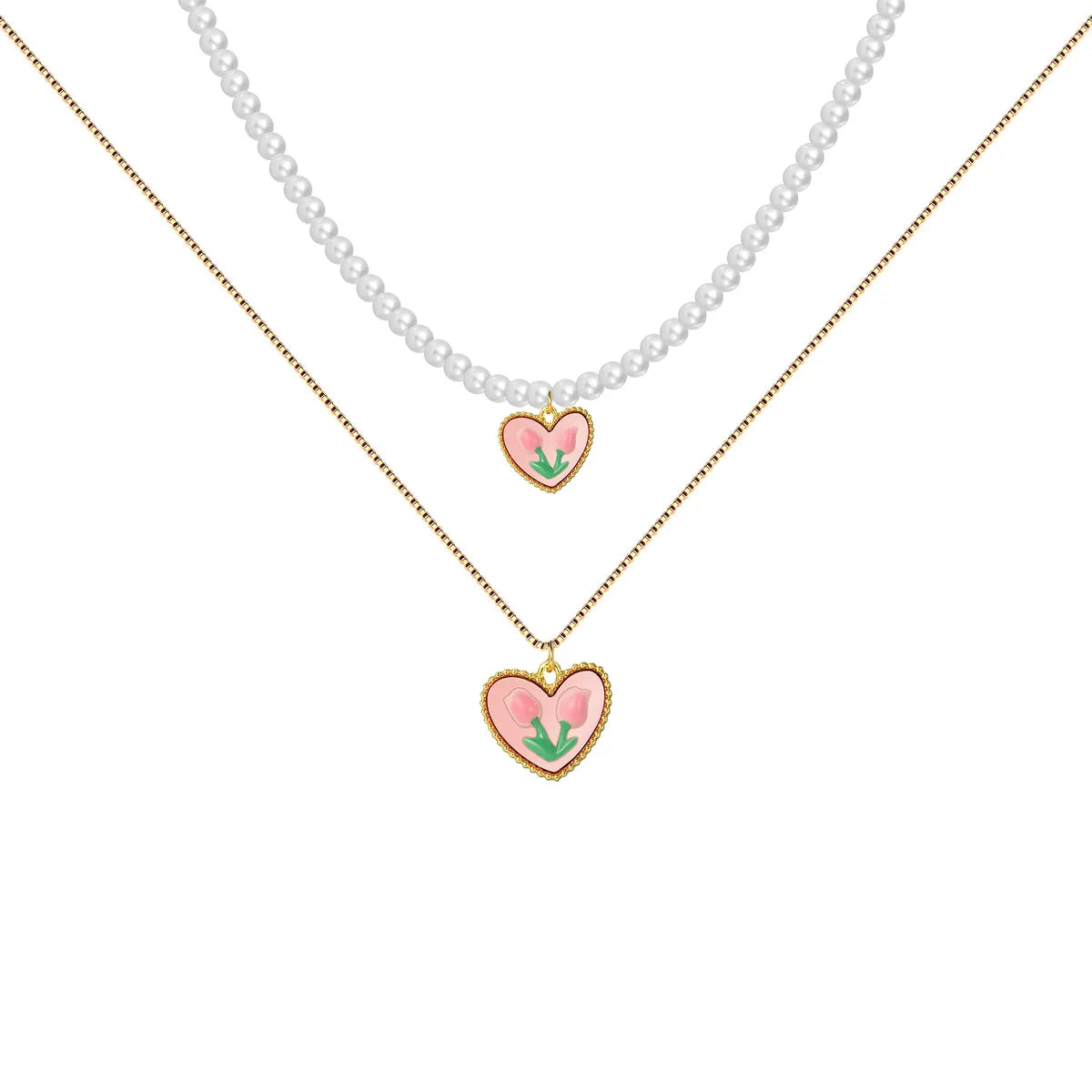 Fashion Heart Shape Flower Alloy Wholesale Layered Necklaces