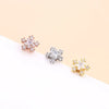 Fashion Heart Shape Flower Stainless Steel Copper Plating Inlay Zircon Ear Studs 1 Piece