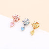 Fashion Heart Shape Flower Stainless Steel Copper Plating Inlay Zircon Ear Studs 1 Piece