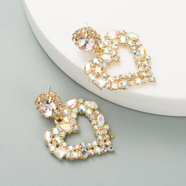 Fashion Heart-shape Full Diamond Earrings Wholesale