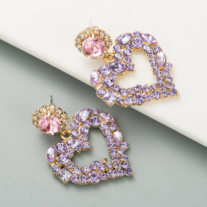 Fashion Heart-shape Full Diamond Earrings Wholesale