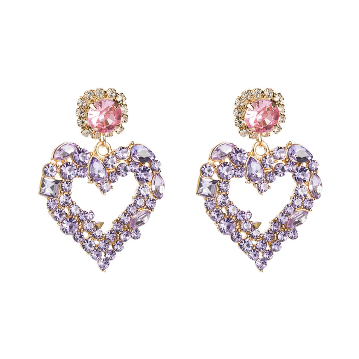 Fashion Heart-shape Full Diamond Earrings Wholesale