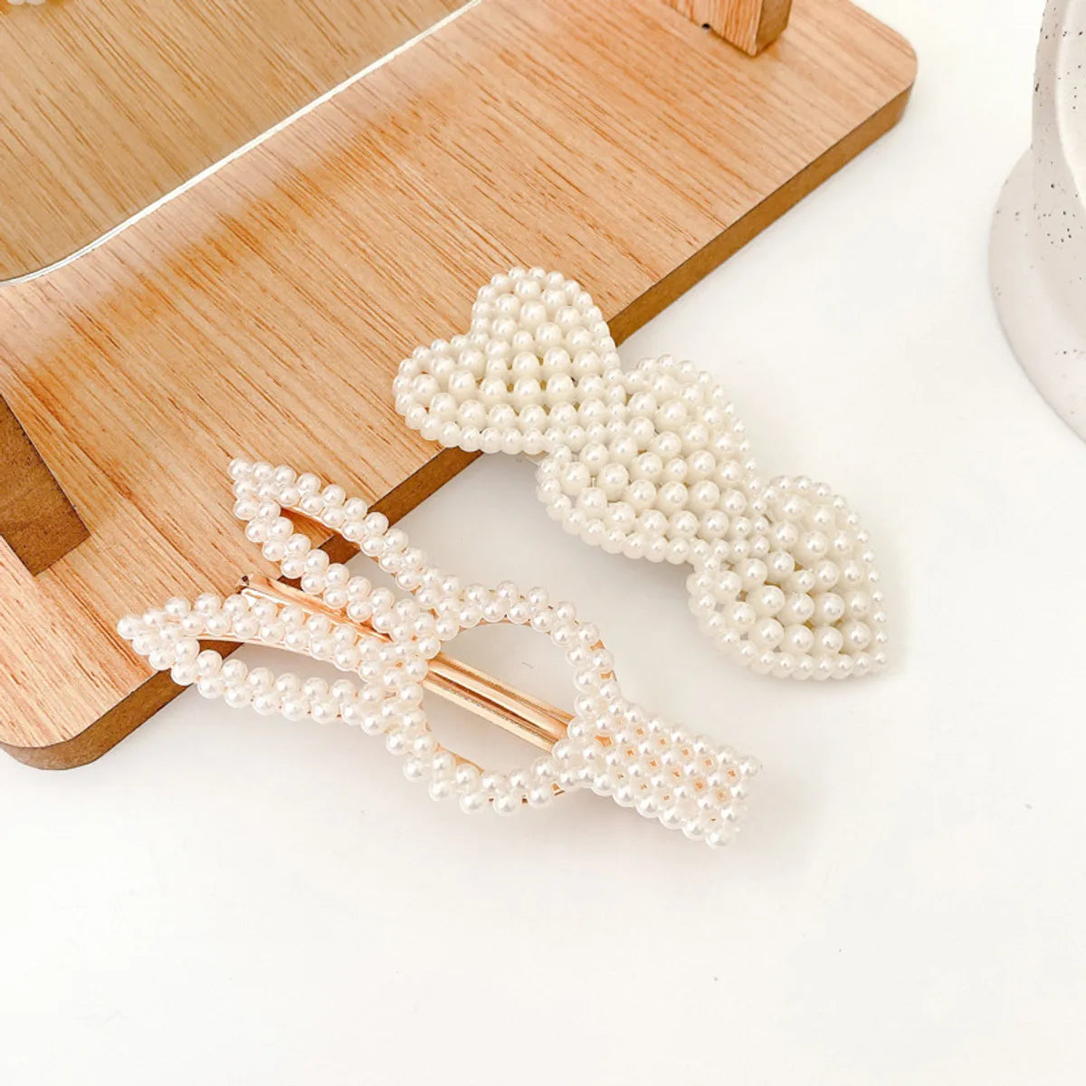 Fashion Heart Shape Imitation Pearl Handmade Hair Clip 1 Piece