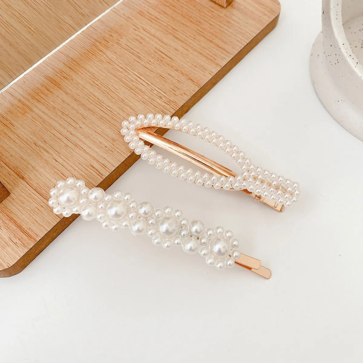 Fashion Heart Shape Imitation Pearl Handmade Hair Clip 1 Piece