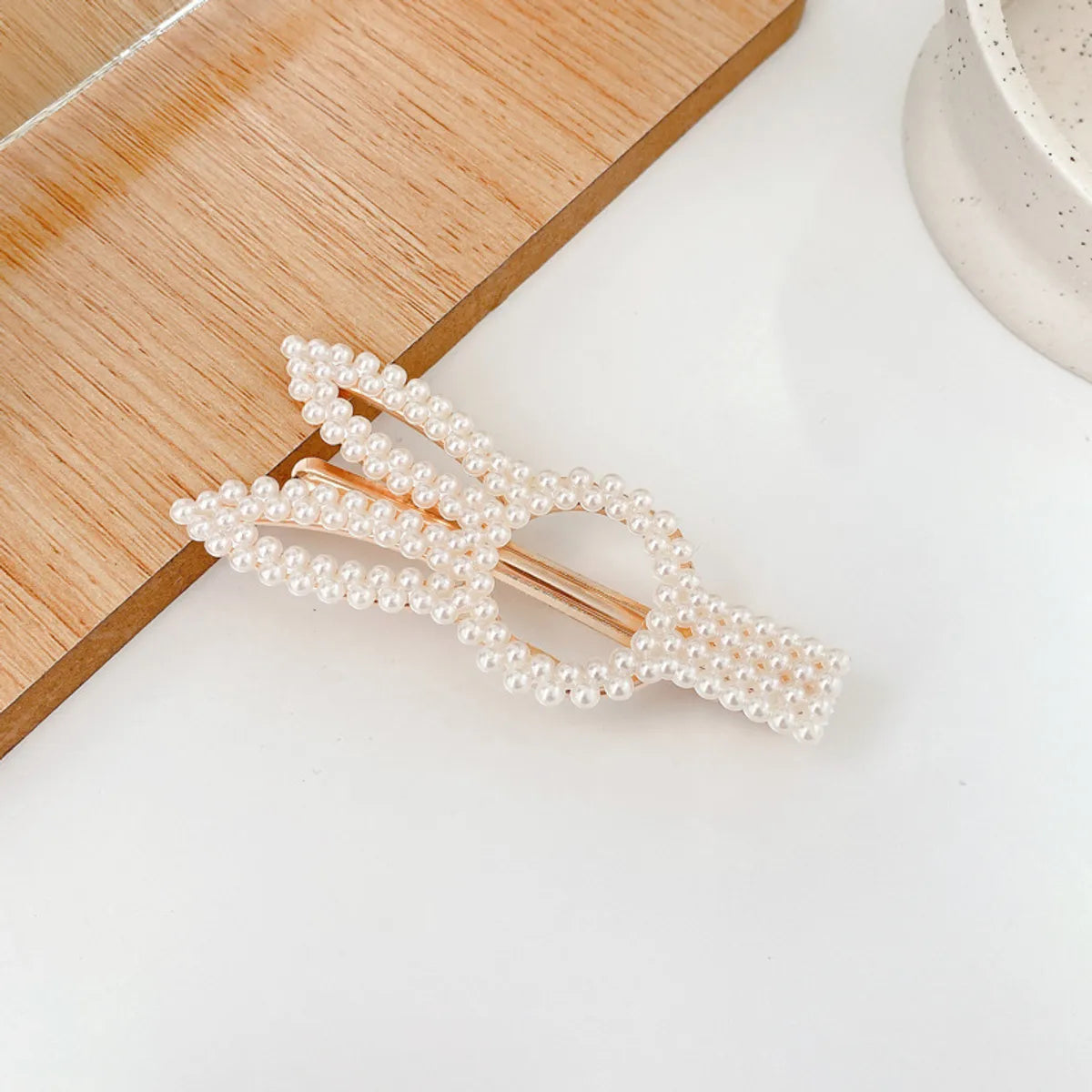 Fashion Heart Shape Imitation Pearl Handmade Hair Clip 1 Piece