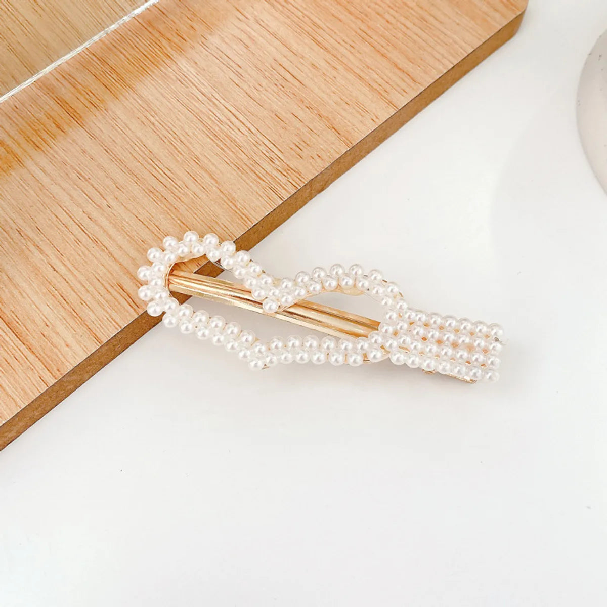 Fashion Heart Shape Imitation Pearl Handmade Hair Clip 1 Piece