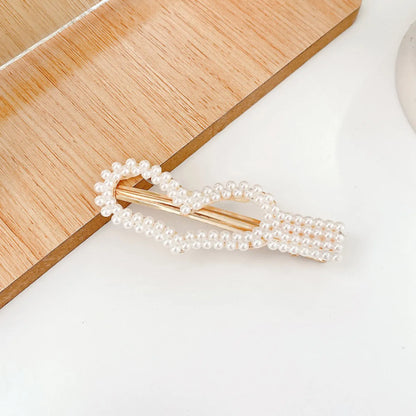 Fashion Heart Shape Imitation Pearl Handmade Hair Clip 1 Piece