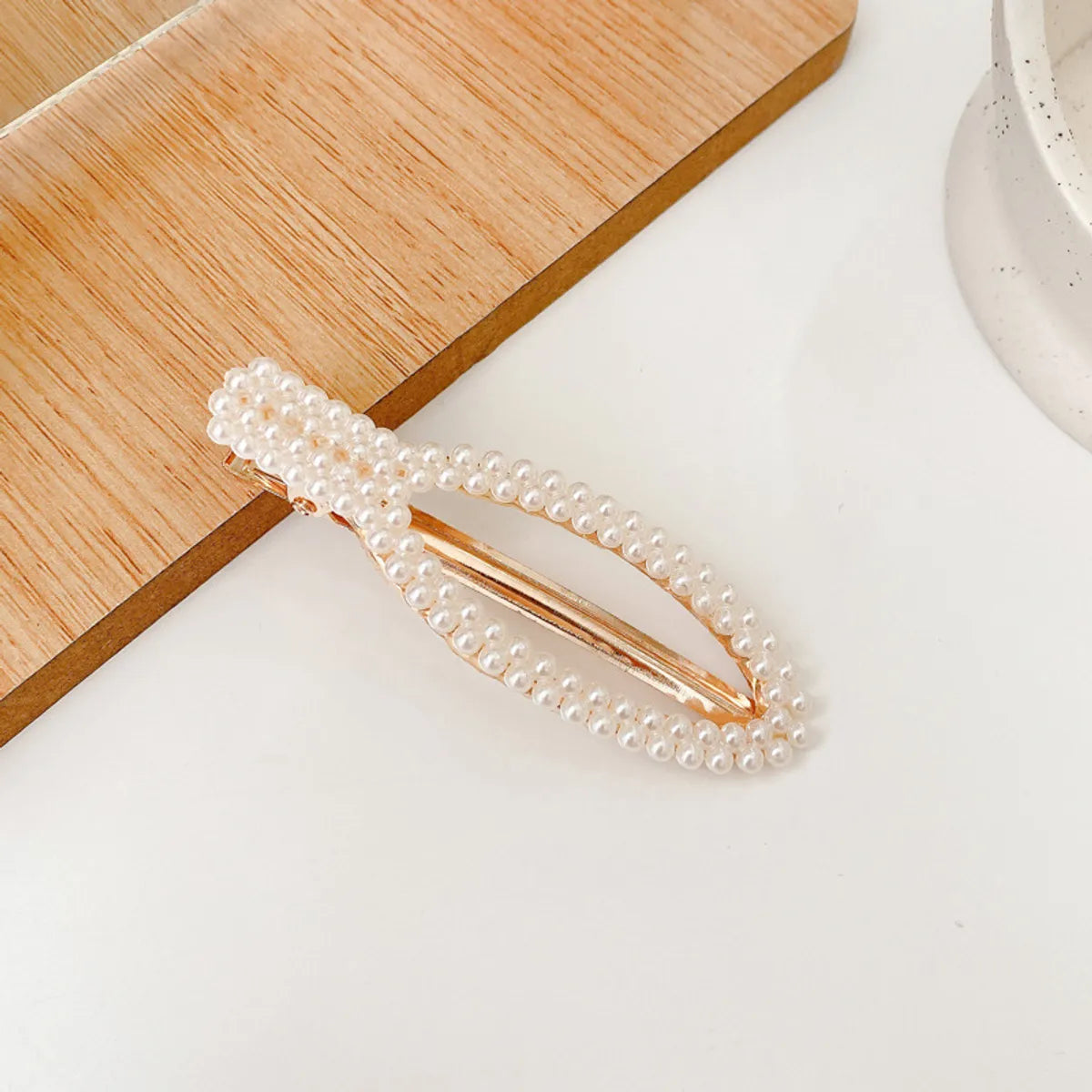 Fashion Heart Shape Imitation Pearl Handmade Hair Clip 1 Piece