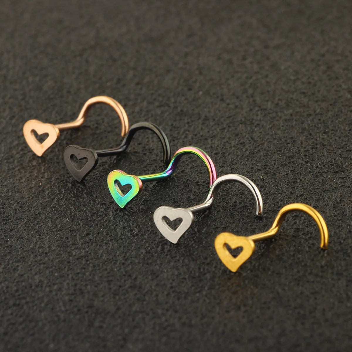 Fashion Heart Shape Metal Hollow Out Nose Studs