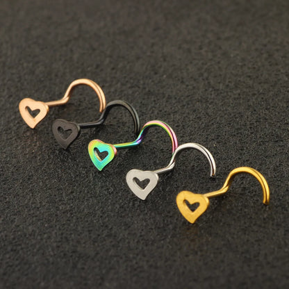 Fashion Heart Shape Metal Hollow Out Nose Studs