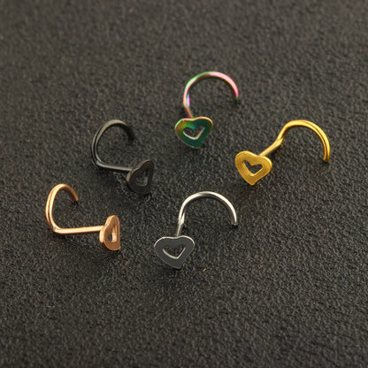 Fashion Heart Shape Metal Hollow Out Nose Studs