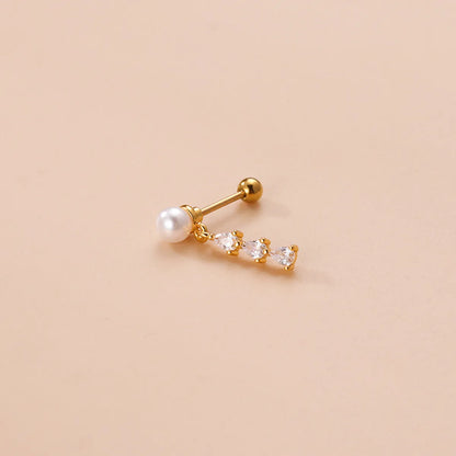 Fashion Heart Shape Metal Plating Inlay Zircon Ear Studs 1 Piece