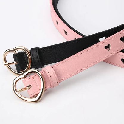 Fashion Heart Shape Pu Leather Alloy Women'S Leather Belts 1 Piece