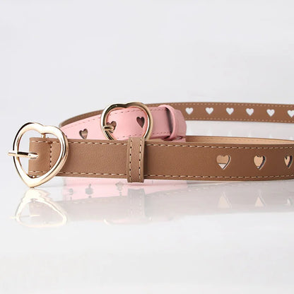 Fashion Heart Shape Pu Leather Alloy Women'S Leather Belts 1 Piece