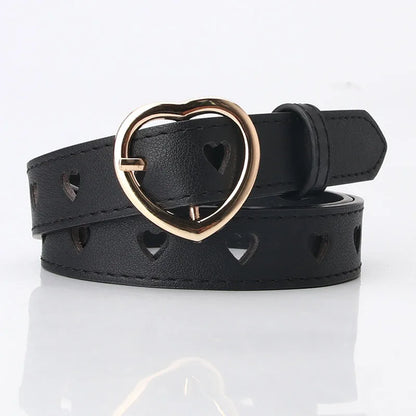 Fashion Heart Shape Pu Leather Alloy Women'S Leather Belts 1 Piece