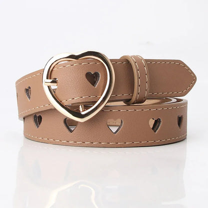 Fashion Heart Shape Pu Leather Alloy Women'S Leather Belts 1 Piece