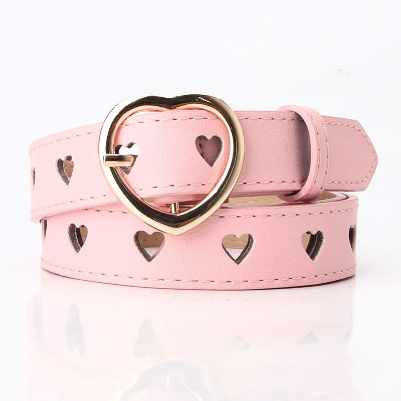 Fashion Heart Shape Pu Leather Alloy Women'S Leather Belts 1 Piece