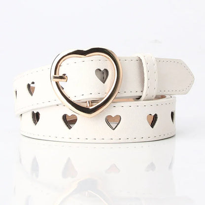 Fashion Heart Shape Pu Leather Alloy Women'S Leather Belts 1 Piece