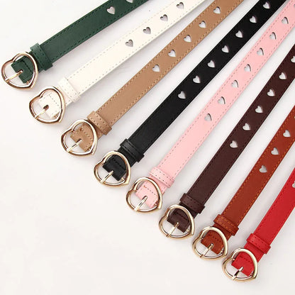 Fashion Heart Shape Pu Leather Alloy Women'S Leather Belts 1 Piece