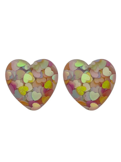 Fashion Heart Shape Resin Ear Studs