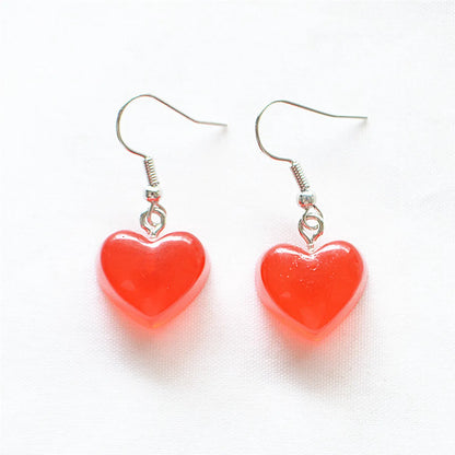 Fashion Heart Shape Resin Metal Stoving Varnish Women'S Drop Earrings 1 Pair