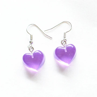 Fashion Heart Shape Resin Metal Stoving Varnish Women'S Drop Earrings 1 Pair